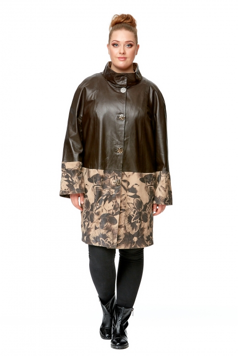 Женское кожаное пальто из натуральной кожи с воротником 8002045