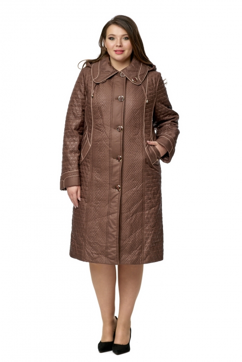 Женское пальто из текстиля с капюшоном 8010425