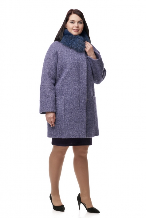 Женское пальто из текстиля с воротником, отделка енот 8010723