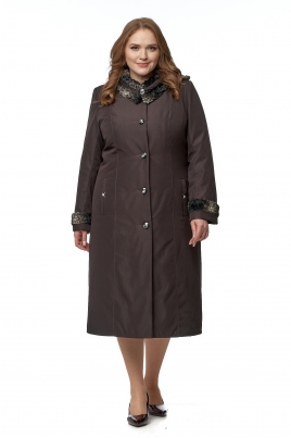Женское пальто из текстиля с капюшоном, отделка искусственный мех
