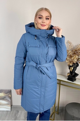 Осеннее женское пальто из текстиля с капюшоном