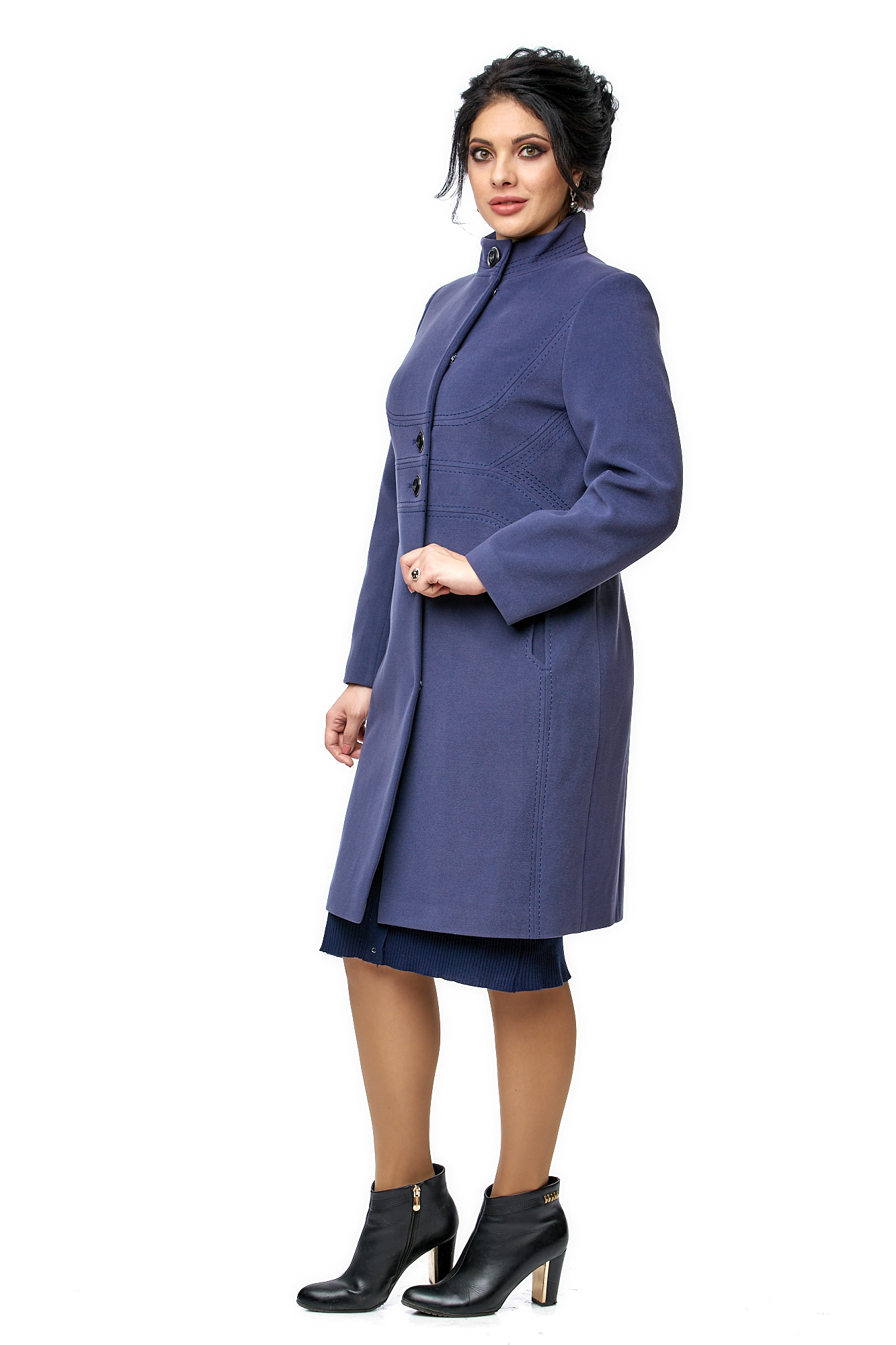 Женское пальто из текстиля с воротником 8001062-2