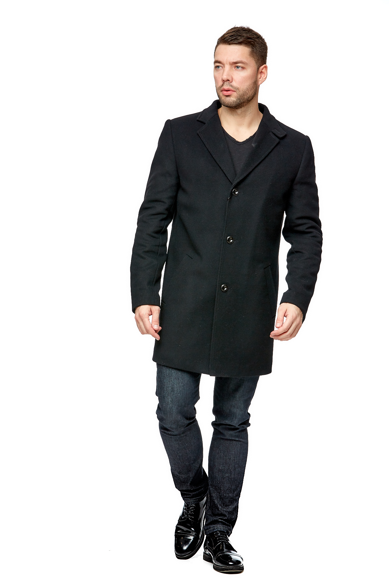 Мужское пальто из текстиля с воротником 8002074-4
