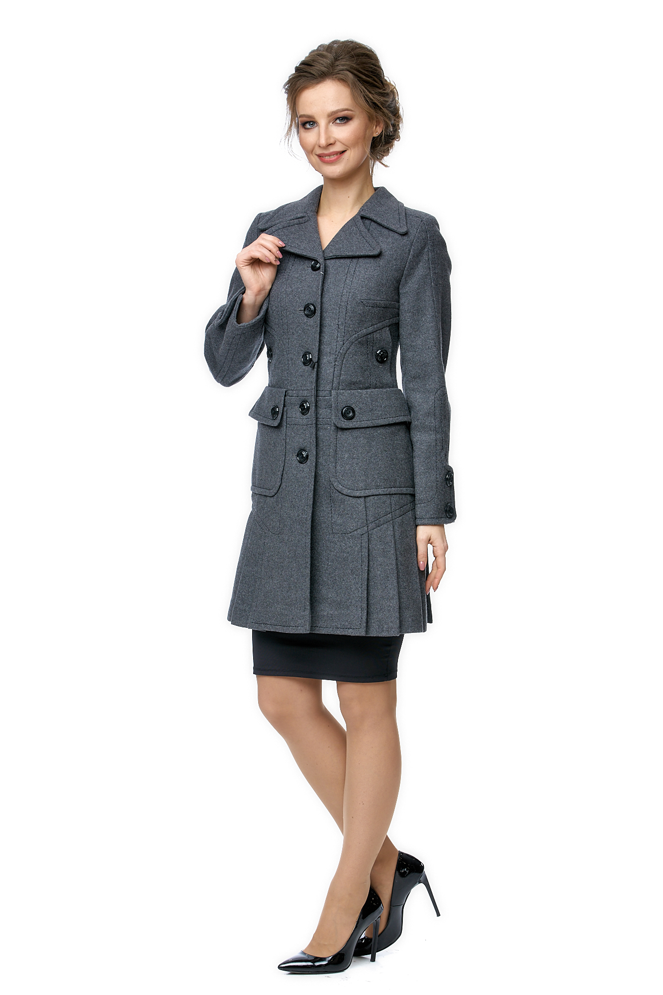 Женское пальто из текстиля с воротником 8002548-2