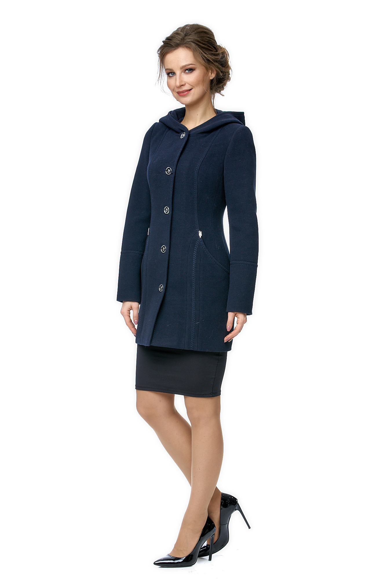Женское пальто из текстиля с капюшоном 8002617-3