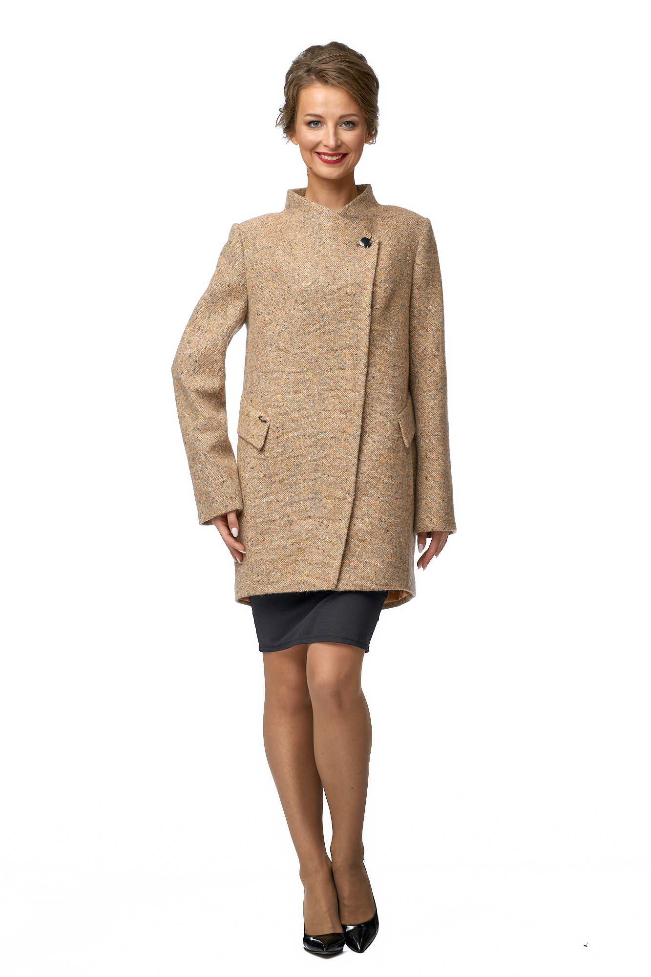 Женское пальто из текстиля с воротником 8002766-3