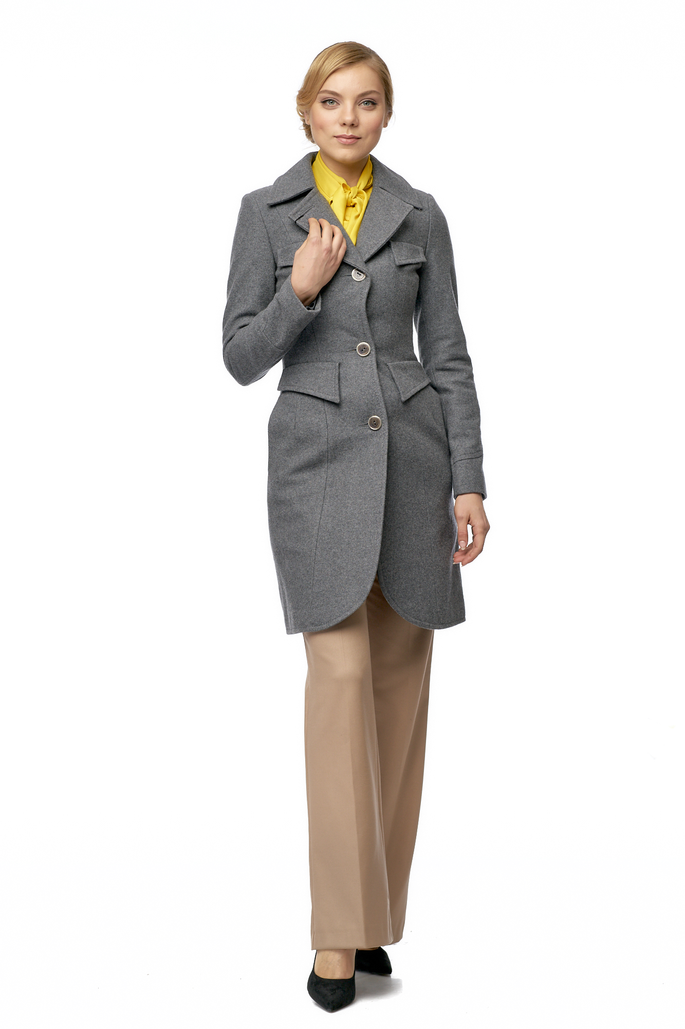 Женское пальто из текстиля с воротником 8003049-2