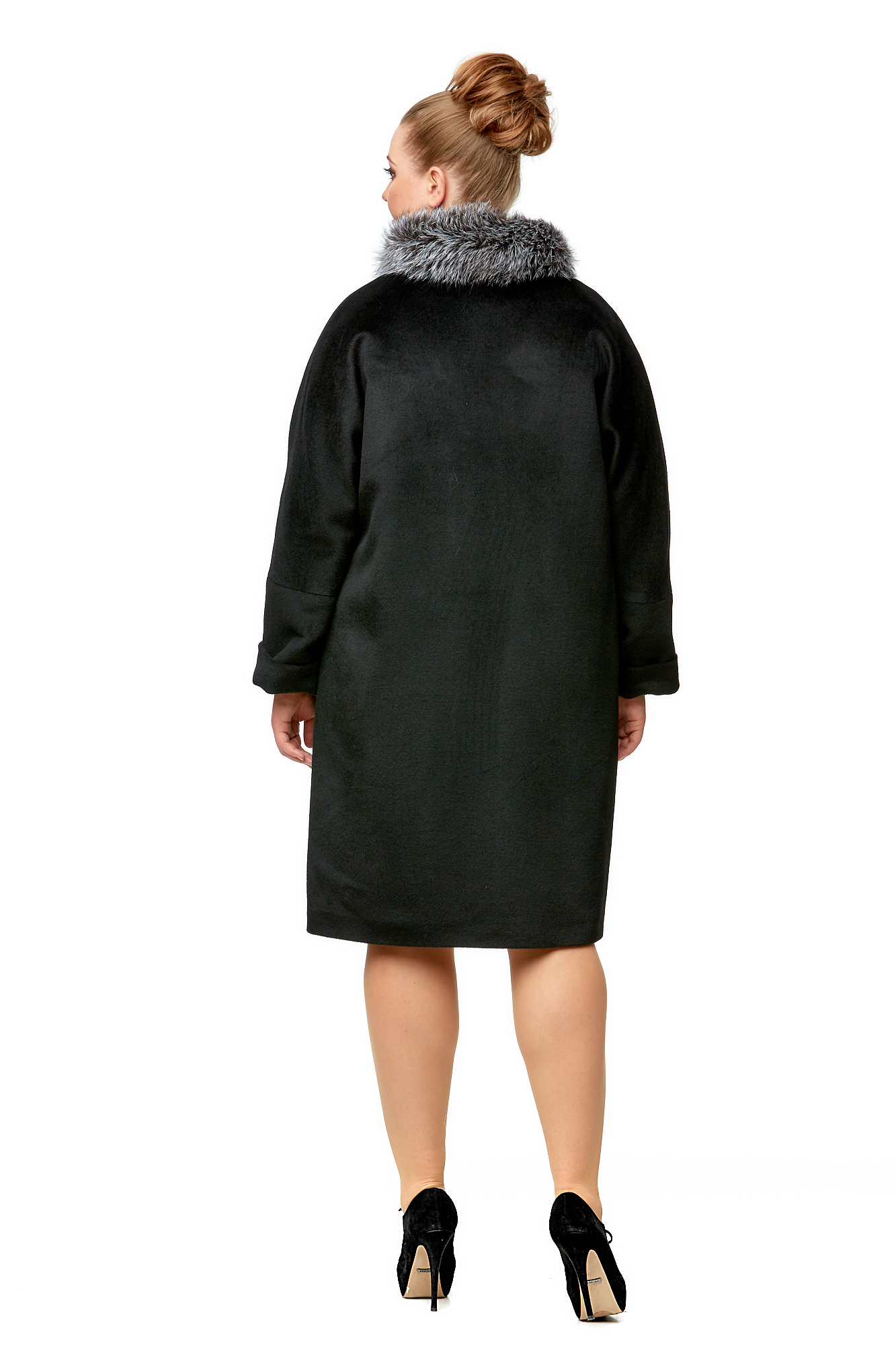 Женское пальто из текстиля с воротником, отделка блюфрост 8009900-3