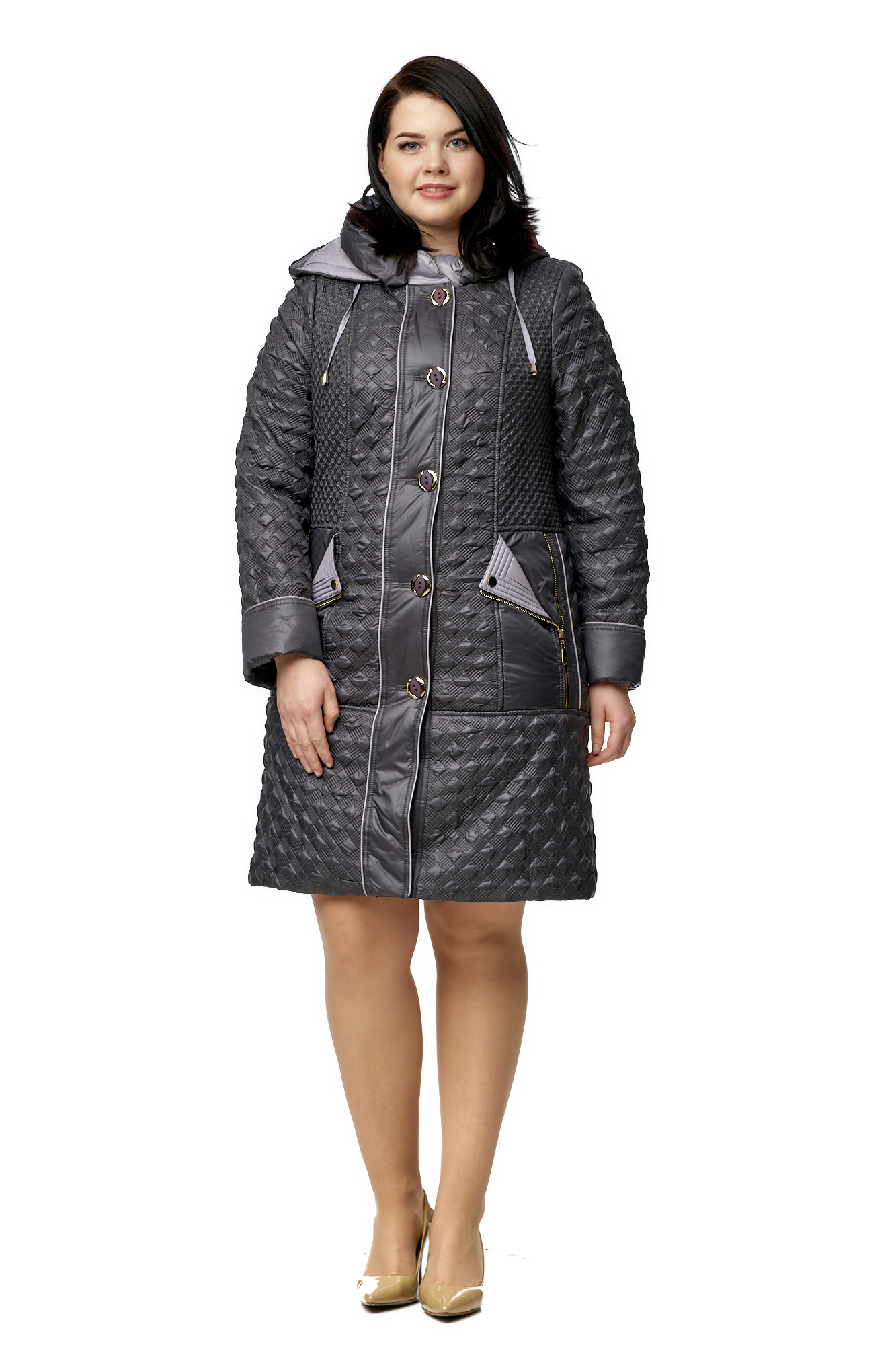 Женское пальто из текстиля с капюшоном 8009960-2