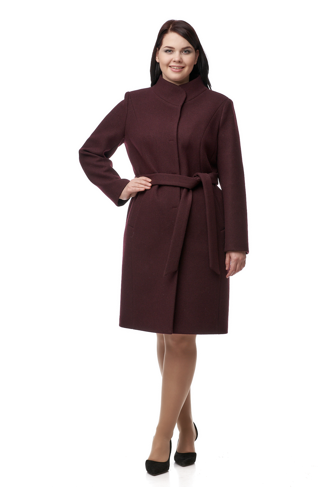 Женское пальто из текстиля с воротником 8010392-3