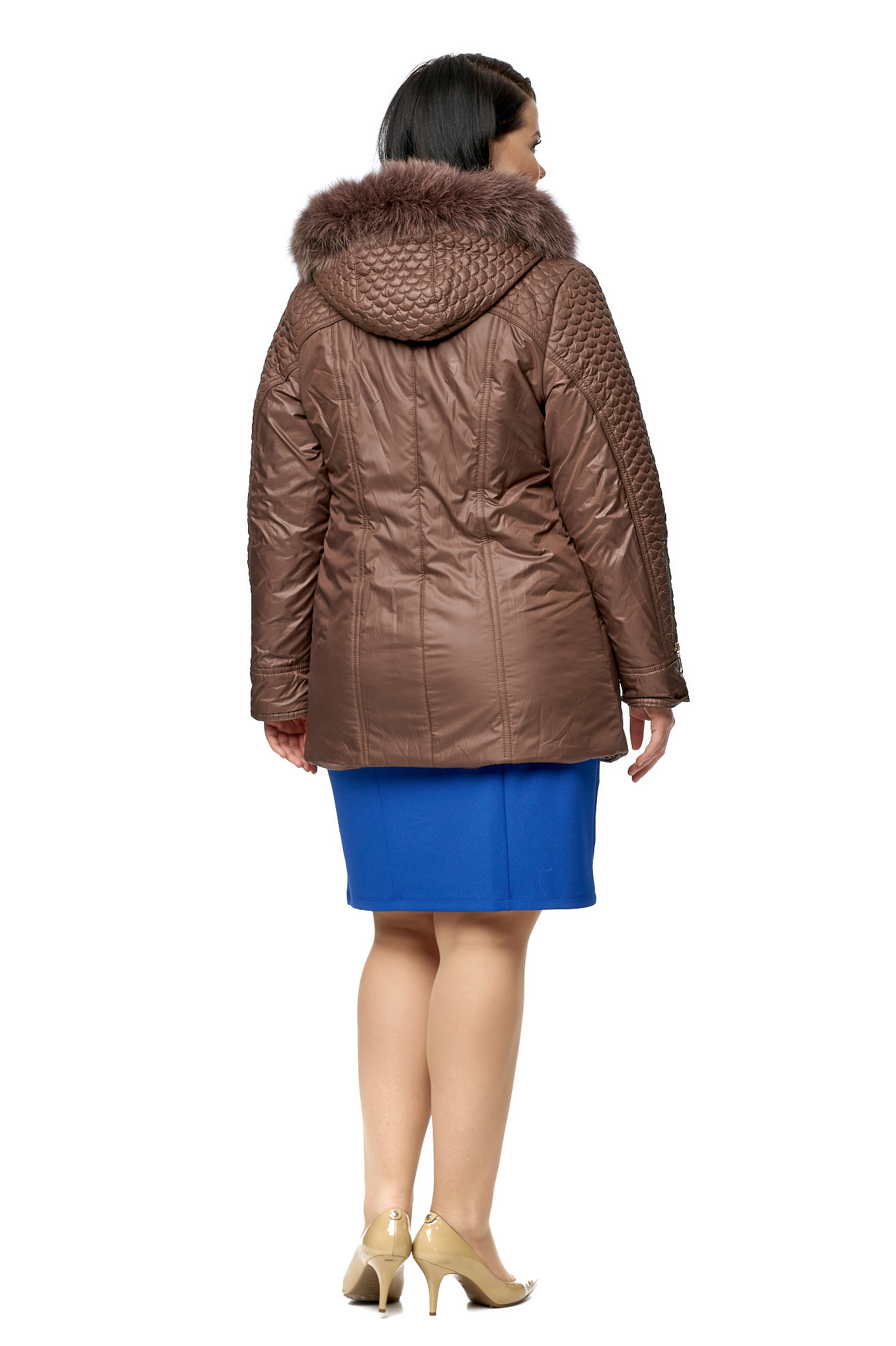 Куртка женская из текстиля с капюшоном, отделка песец 8010471-3