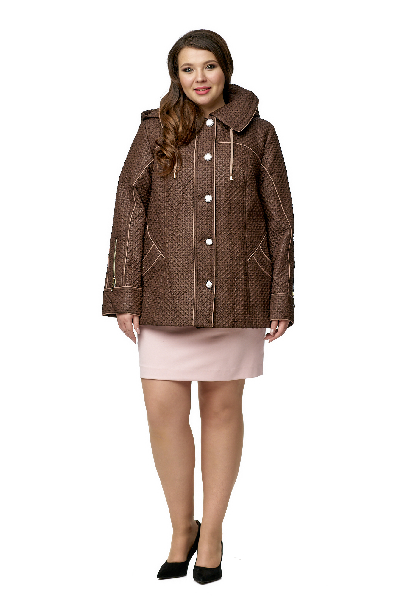Куртка женская из текстиля с капюшоном 8010552-2